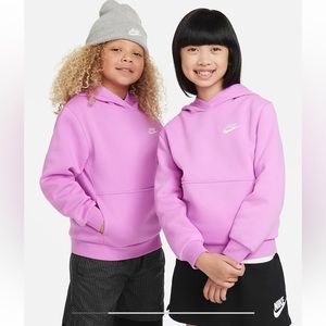 Girls Nike Sportswear Club Fleece.  Rush Fuchsia/White pullover hoodie size XL